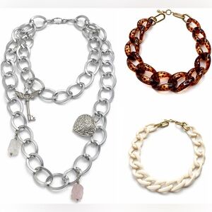 NWT 3-Pack Statement Chain Necklace Set  | Silver Charm & Shell | Special Deal💥